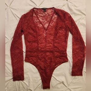 Victoria's Secret Red Lace Bodysuit NEW wo Tags